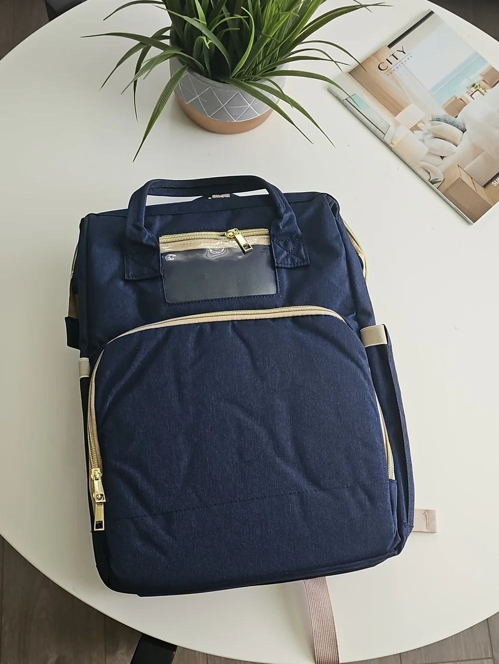 NWT Navy Blue Diaper Bag With Changing Station